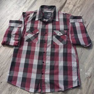 Blue Crown Plaid Front Button 2-Pocket Shirt Long Sleeve